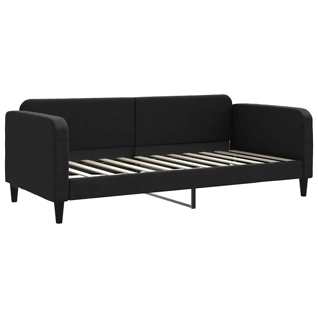 vidaXL Pat de zi cu saltea, negru, 90x200 cm, textil