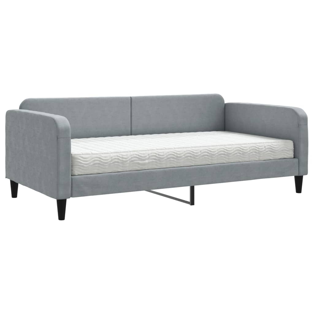 vidaXL Pat de zi cu saltea, gri deschis, 100x200 cm, textil