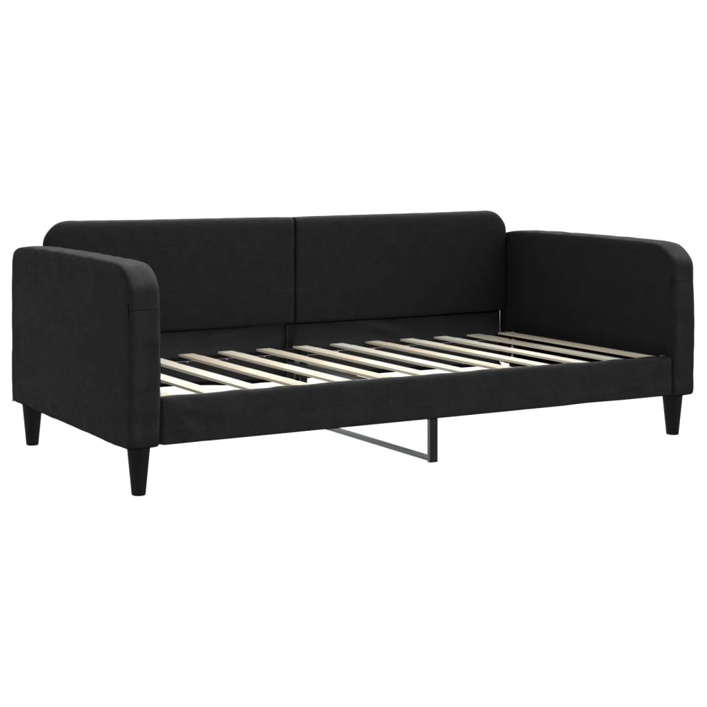 vidaXL Pat de zi cu saltea, negru, 100x200 cm, textil