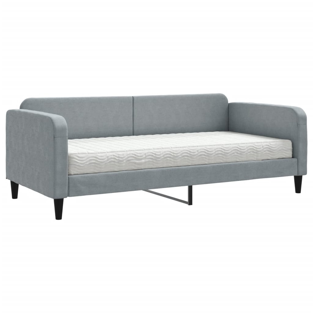 vidaXL Pat de zi cu saltea, gri deschis, 90x190 cm, textil