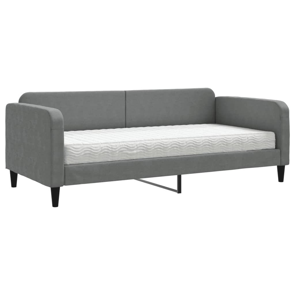 vidaXL Pat de zi cu saltea, gri închis, 90x190 cm, textil vidaXL Pat de zi cu saltea, gri închis, 90x190 cm, textil