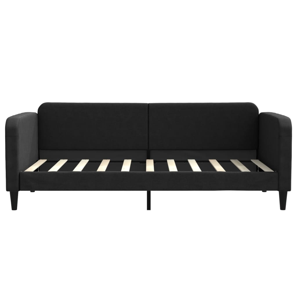 vidaXL Pat de zi cu saltea, negru, 90x190 cm, textil