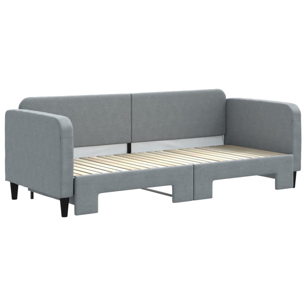 vidaXL Pat de zi cu extensie, gri deschis, 80x200 cm, textil vidaXL Pat de zi cu extensie, gri deschis, 80x200 cm, textil