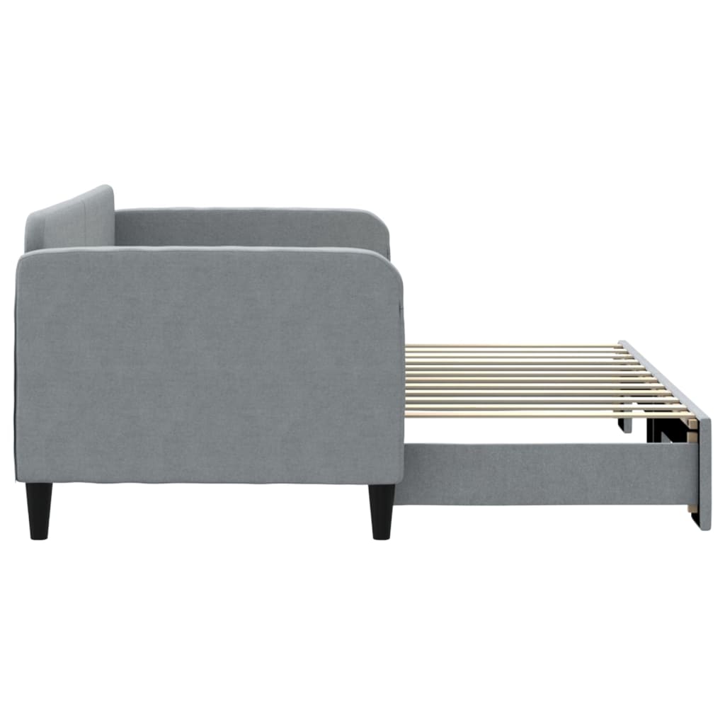 vidaXL Pat de zi cu extensie, gri deschis, 80x200 cm, textil vidaXL Pat de zi cu extensie, gri deschis, 80x200 cm, textil