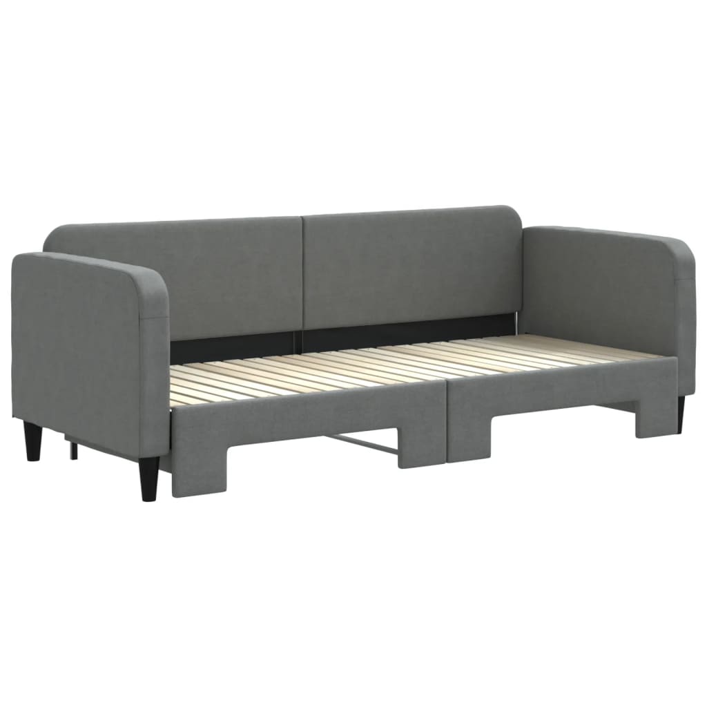 vidaXL Pat de zi cu extensie, gri închis, 80x200 cm, textil