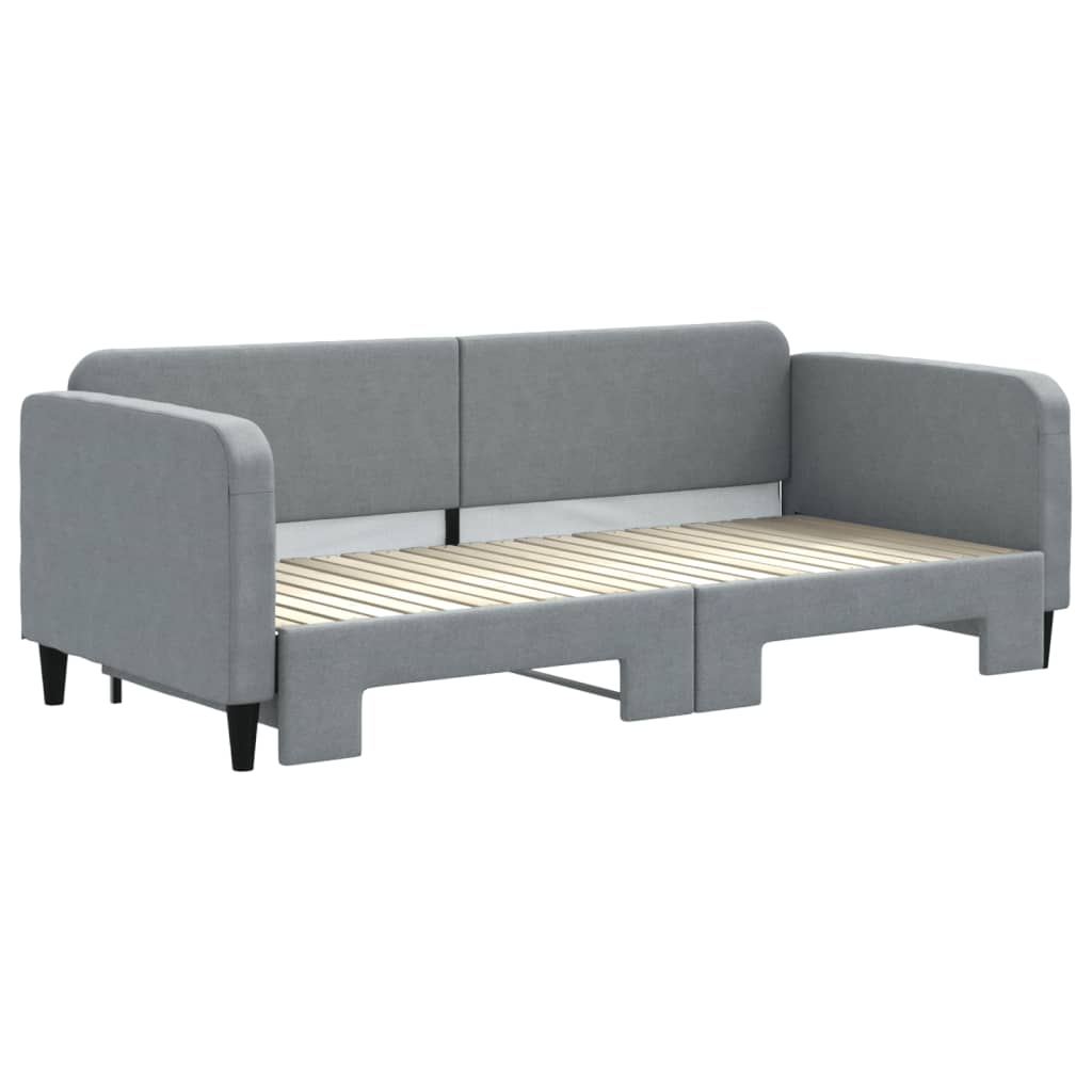 vidaXL Pat de zi cu extensie, gri deschis, 90x200 cm, textil
