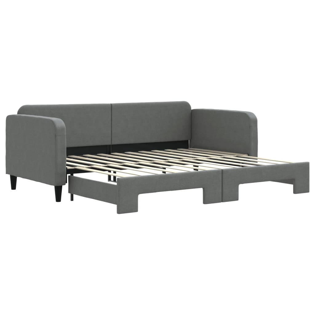 vidaXL Pat de zi cu extensie, gri închis, 90x200 cm, textil vidaXL Pat de zi cu extensie, gri închis, 90x200 cm, textil