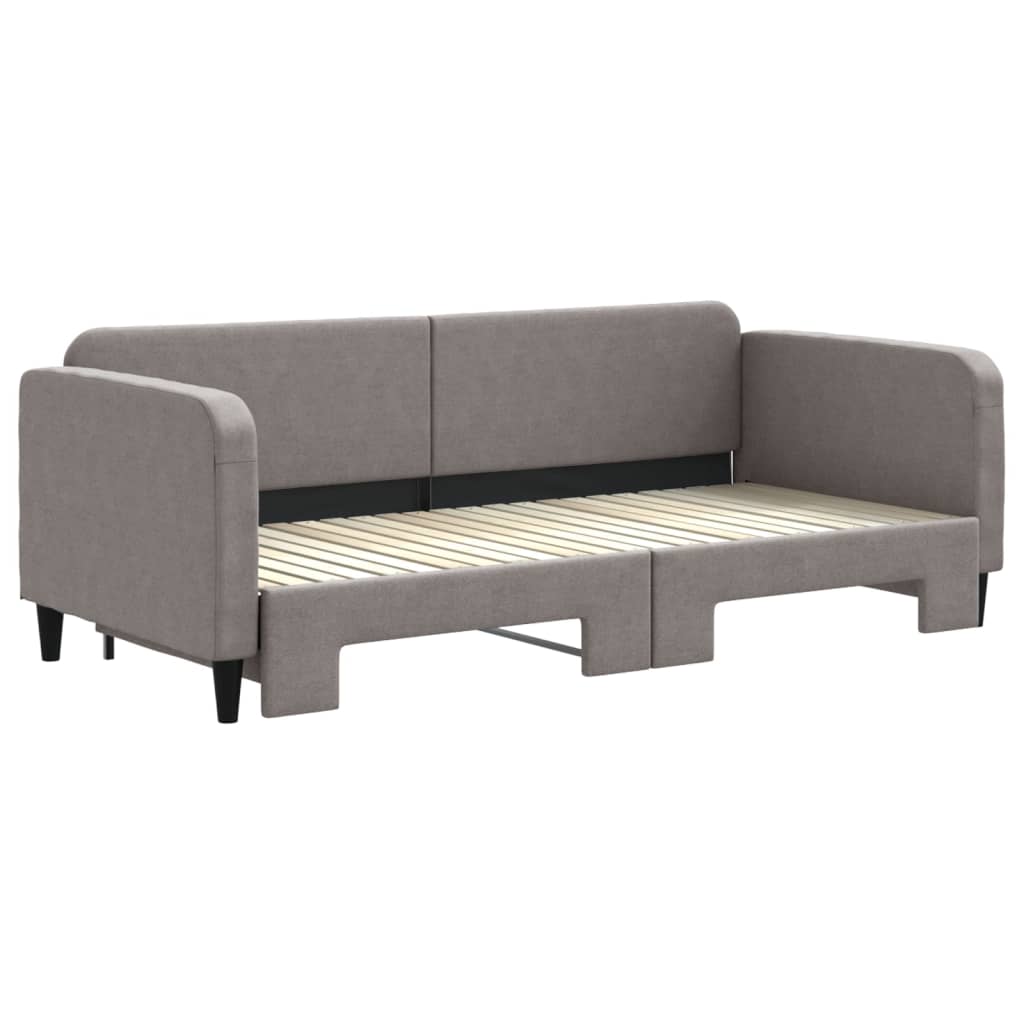 vidaXL Pat de zi cu extensie, gri taupe, 90x200 cm, textil