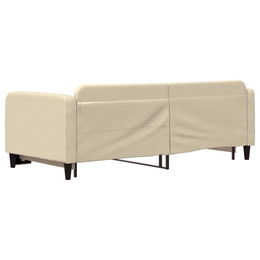 vidaXL Pat de zi cu extensie, crem, 90x200 cm, textil vidaXL Pat de zi cu extensie, crem, 90x200 cm, textil
