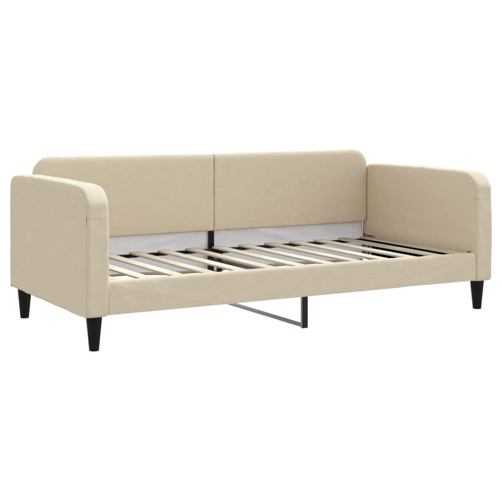 vidaXL Pat de zi cu extensie, crem, 90x200 cm, textil vidaXL Pat de zi cu extensie, crem, 90x200 cm, textil