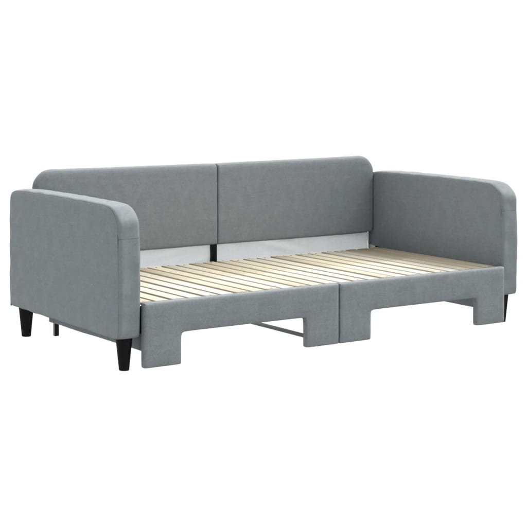 vidaXL Pat de zi cu extensie, gri deschis, 100x200 cm, textil vidaXL Pat de zi cu extensie, gri deschis, 100x200 cm, textil