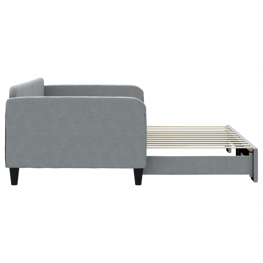 vidaXL Pat de zi cu extensie, gri deschis, 100x200 cm, textil vidaXL Pat de zi cu extensie, gri deschis, 100x200 cm, textil