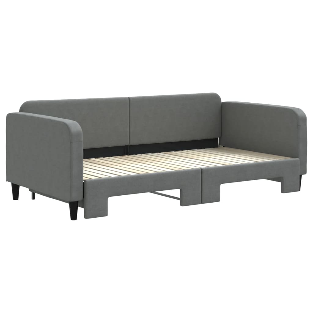 vidaXL Pat de zi cu extensie, gri închis, 100x200 cm, textil vidaXL Pat de zi cu extensie, gri închis, 100x200 cm, textil