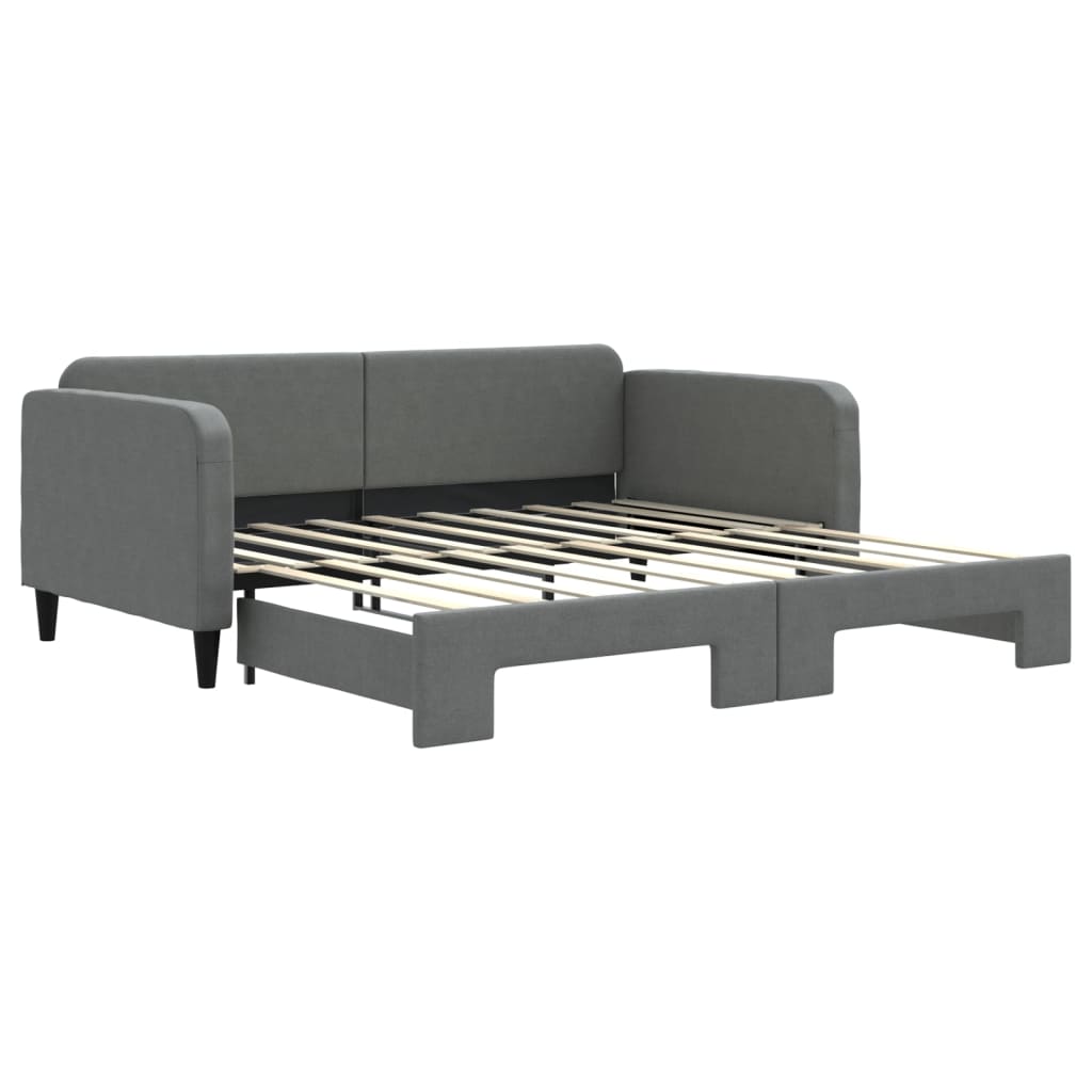 vidaXL Pat de zi cu extensie, gri închis, 90x190 cm, textil vidaXL Pat de zi cu extensie, gri închis, 90x190 cm, textil