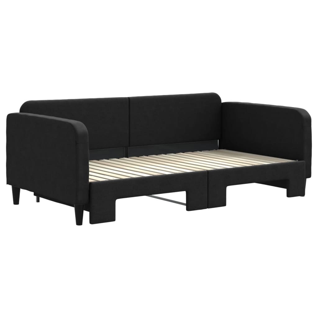 vidaXL Pat de zi cu extensie, negru, 90x190 cm, textil vidaXL Pat de zi cu extensie, negru, 90x190 cm, textil