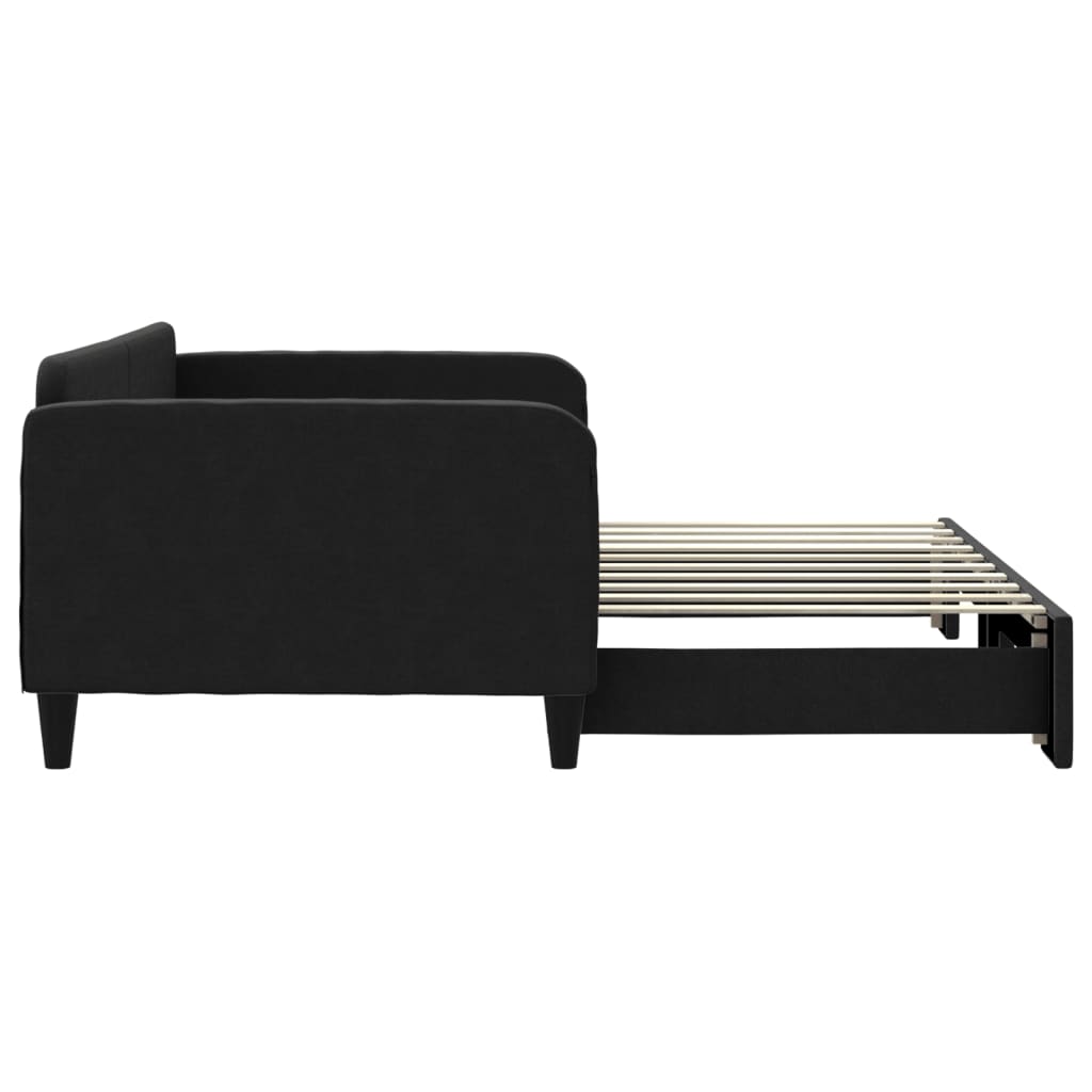 vidaXL Pat de zi cu extensie, negru, 90x190 cm, textil vidaXL Pat de zi cu extensie, negru, 90x190 cm, textil