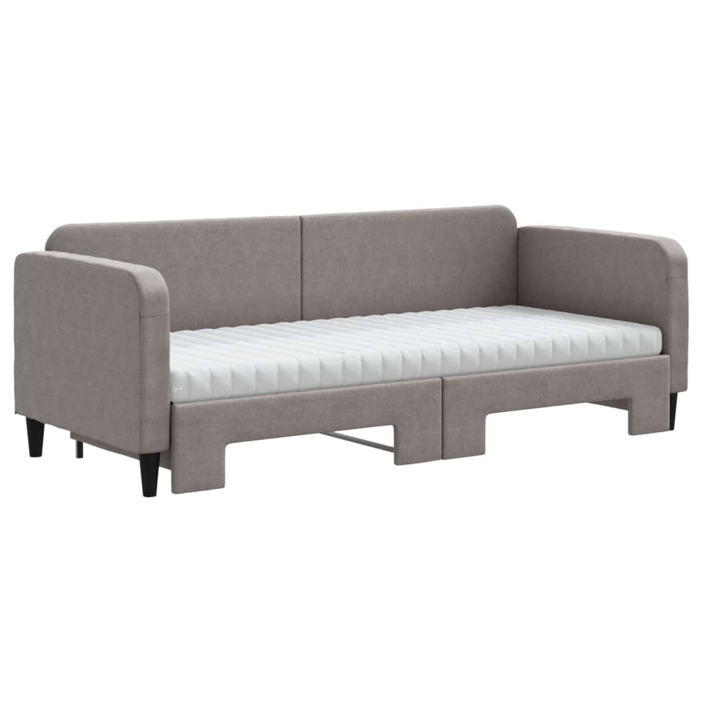 vidaXL Pat de zi cu extensie și saltele, gri taupe, 80x200 cm, textil vidaXL Pat de zi cu extensie și saltele, gri taupe, 80x200 cm, textil
