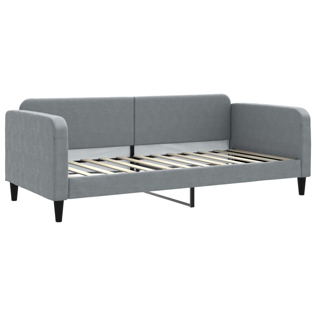 vidaXL Pat de zi cu extensie și saltele, gri deschis 90x200 cm textil vidaXL Pat de zi cu extensie și saltele, gri deschis 90x200 cm textil