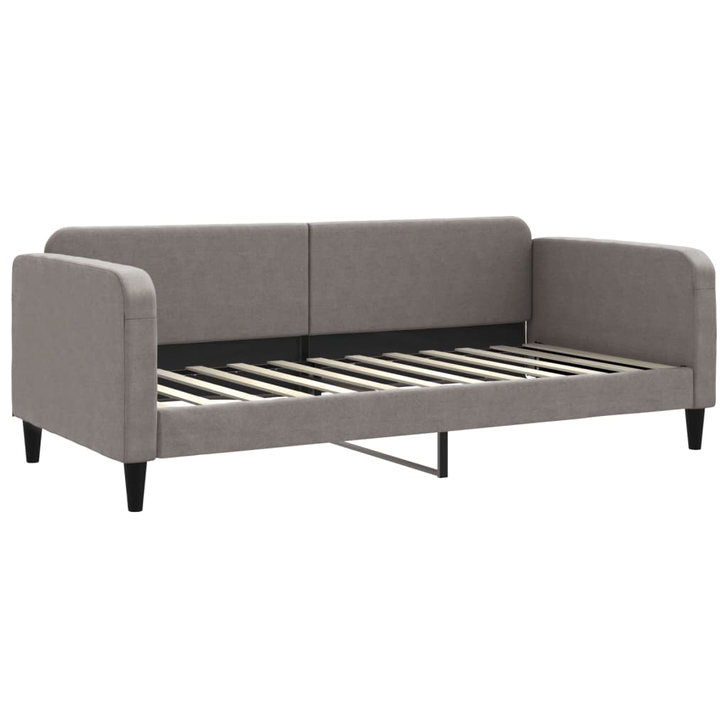 vidaXL Pat de zi cu extensie și saltele, gri taupe, 90x200 cm, textil