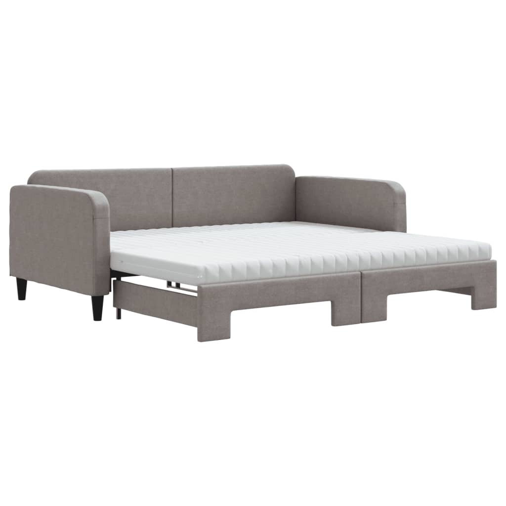 vidaXL Pat de zi cu extensie și saltele, gri închis, 100x200 cm textil vidaXL Pat de zi cu extensie și saltele, gri închis, 100x200 cm textil