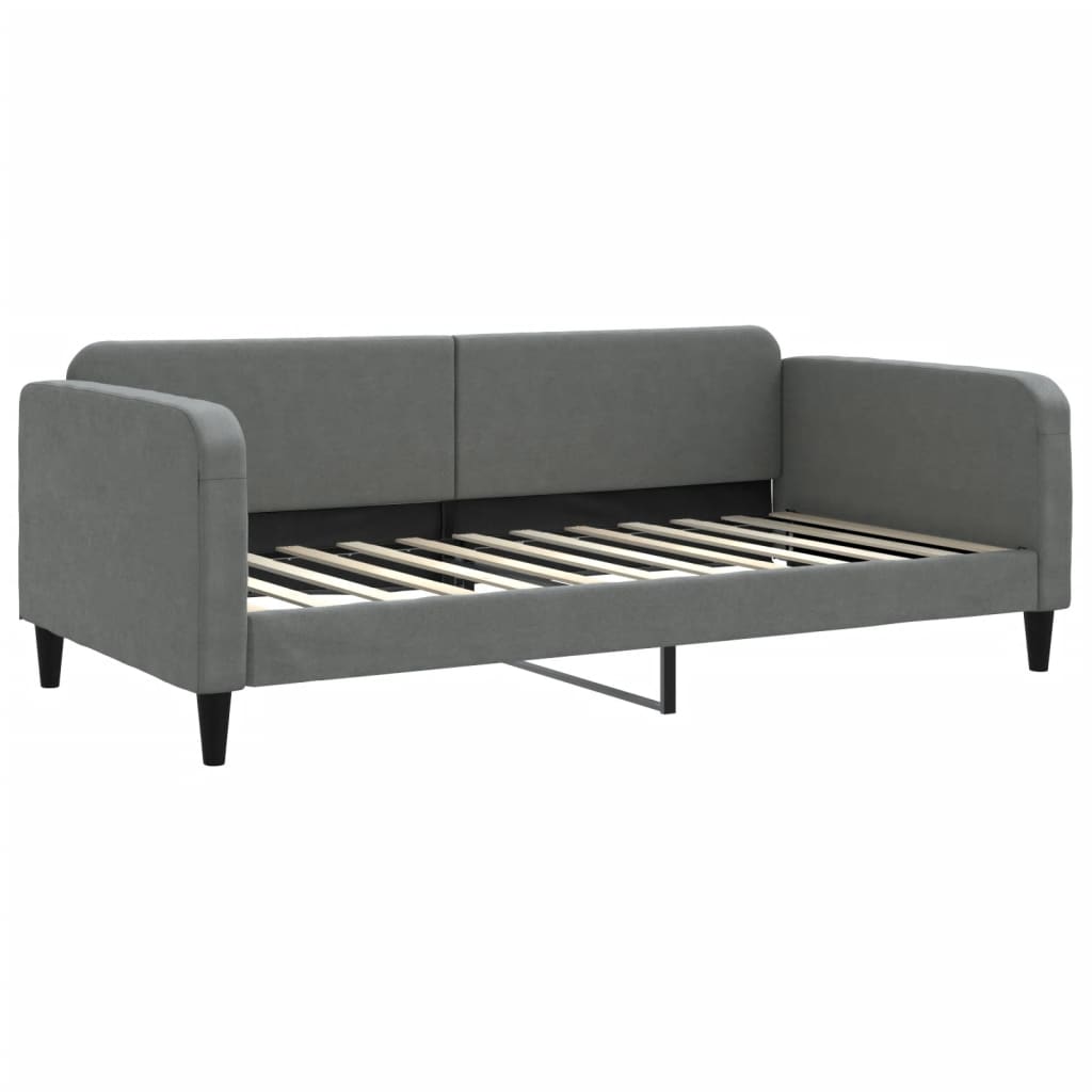 vidaXL Pat de zi cu extensie și saltele, gri închis, 100x200 cm textil vidaXL Pat de zi cu extensie și saltele, gri închis, 100x200 cm textil