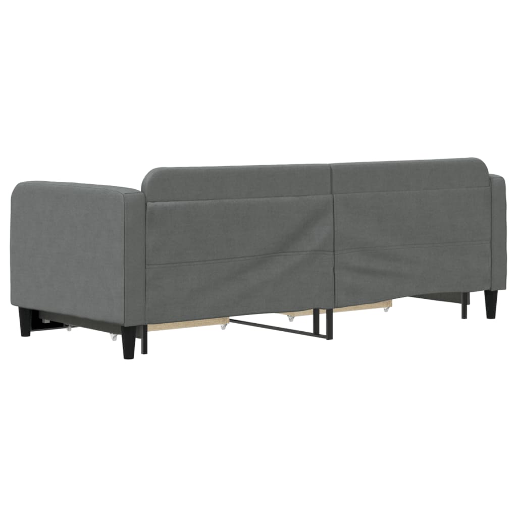 vidaXL Pat de zi cu extensie și sertare, gri închis, 80x200 cm textil