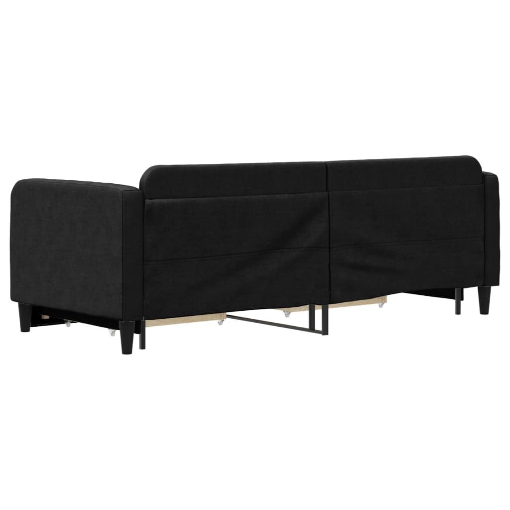 vidaXL Pat de zi cu extensie și sertare, negru, 80x200 cm, textil vidaXL Pat de zi cu extensie și sertare, negru, 80x200 cm, textil