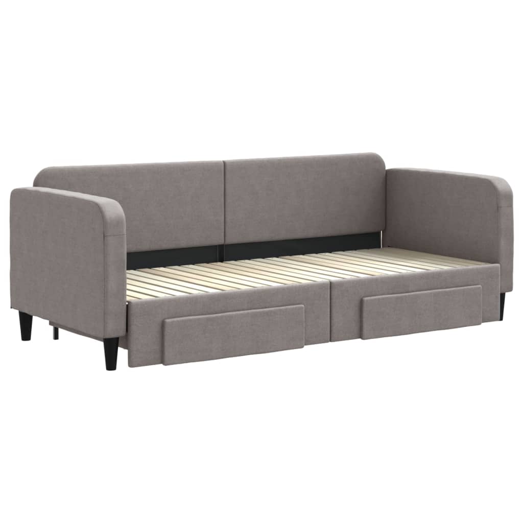 vidaXL Pat de zi cu extensie și sertare, gri taupe, 80x200 cm, textil