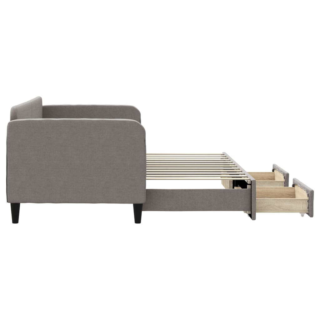 vidaXL Pat de zi cu extensie și sertare, gri taupe, 80x200 cm, textil
