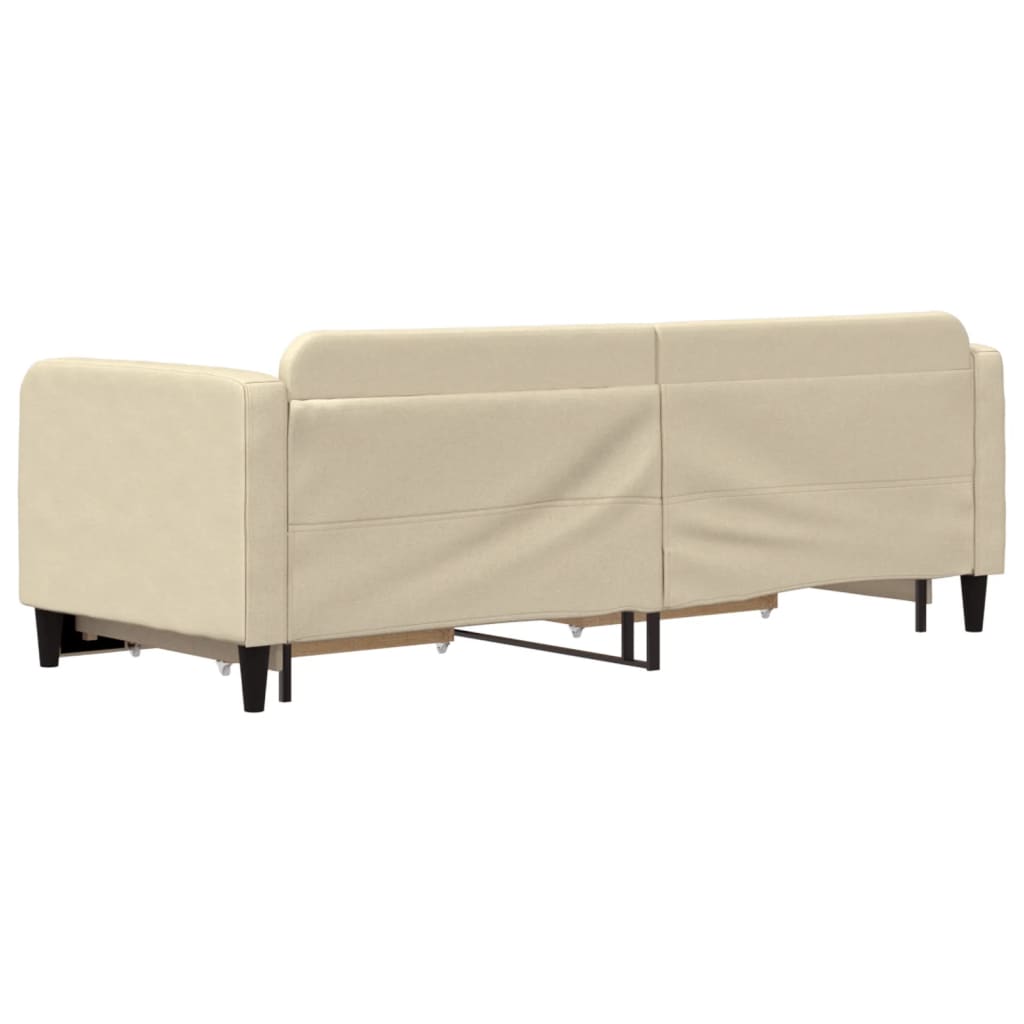 vidaXL Pat de zi cu extensie și sertare, crem, 80x200 cm, textil