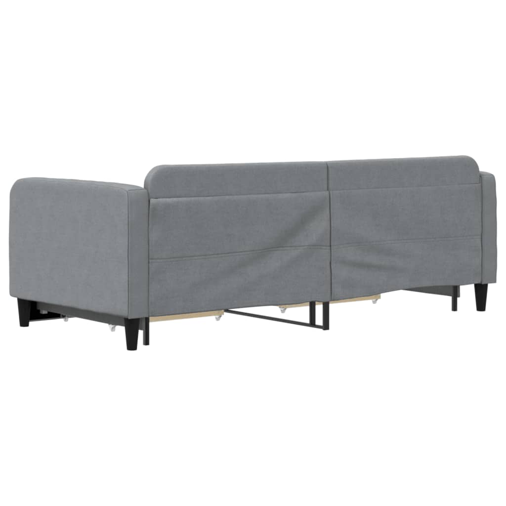 vidaXL Pat de zi cu extensie și sertare, gri deschis, 90x200 cm textil