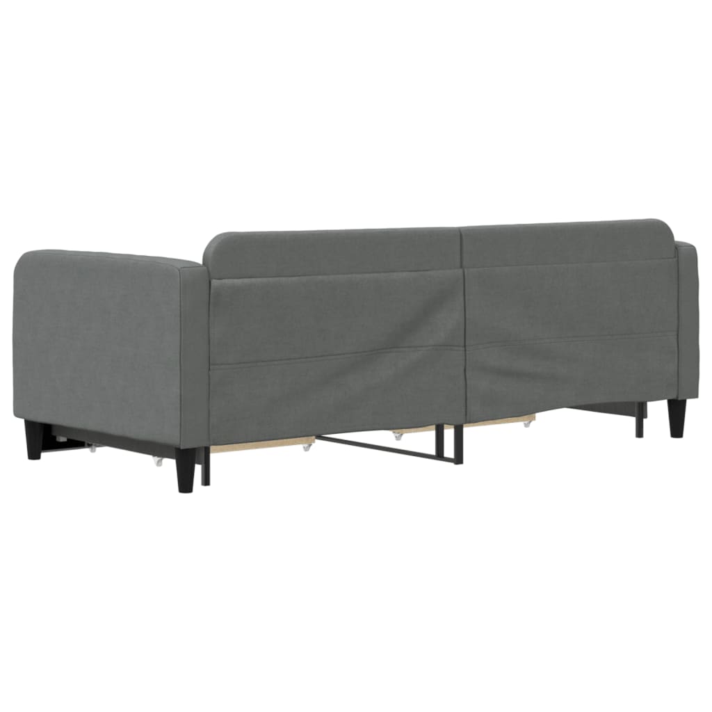 vidaXL Pat de zi cu extensie și sertare, gri închis, 90x200 cm textil