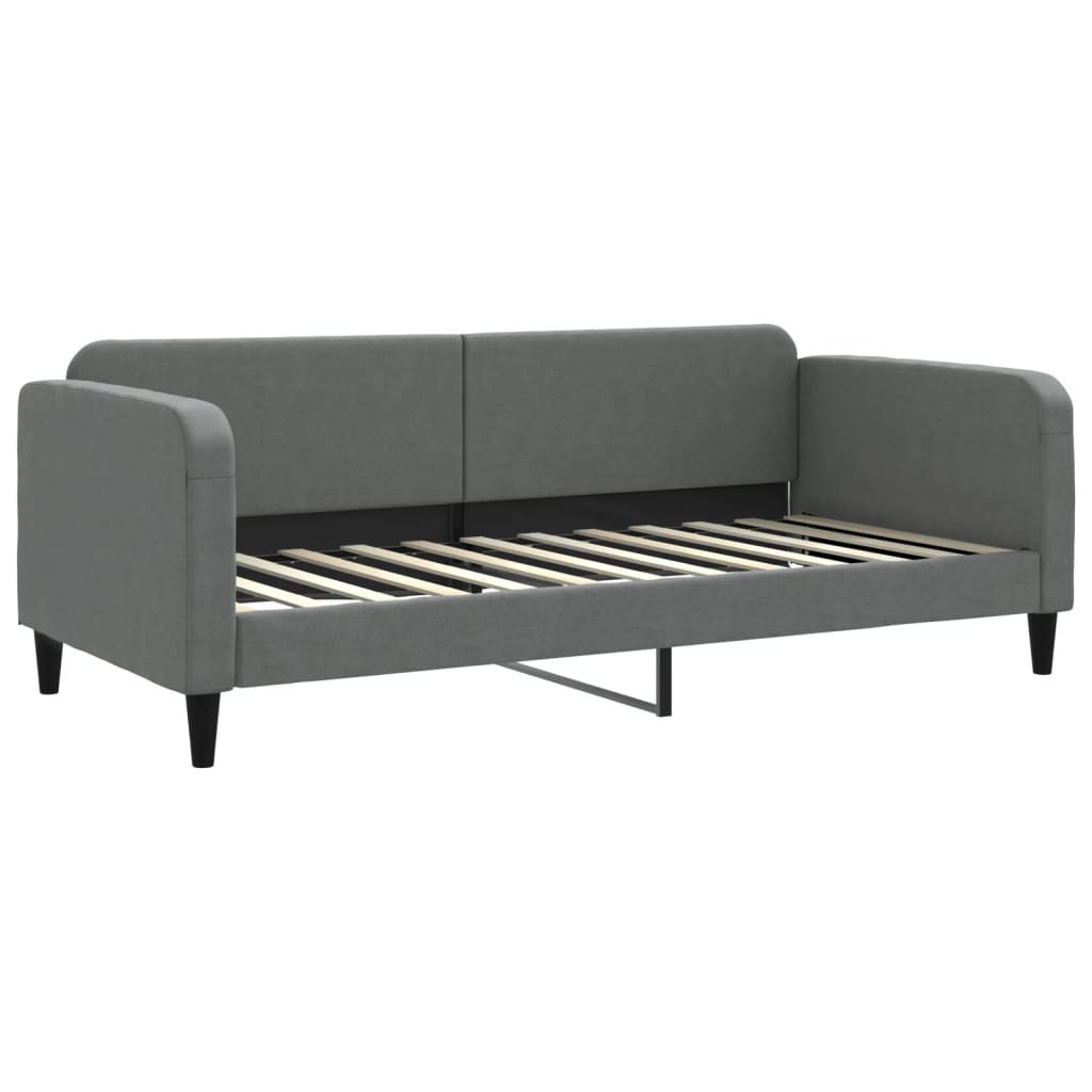 vidaXL Pat de zi cu extensie și sertare, gri închis, 90x200 cm textil