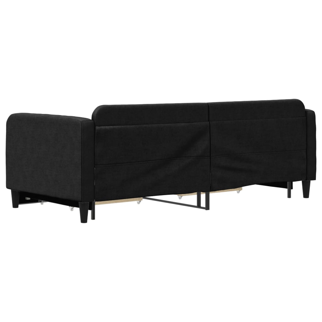 vidaXL Pat de zi cu extensie și sertare, negru, 90x200 cm, textil