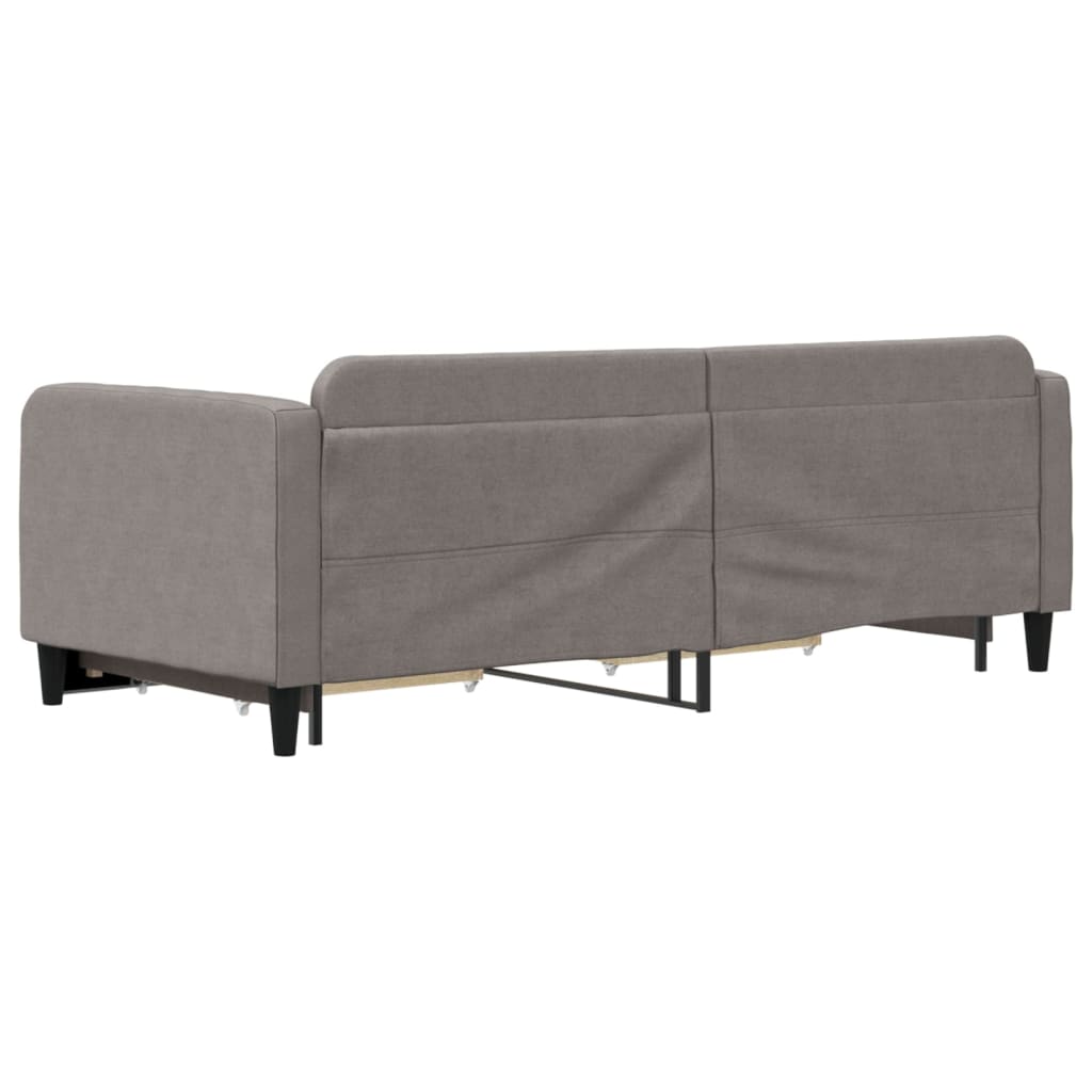 vidaXL Pat de zi cu extensie și sertare, gri taupe, 90x200 cm, textil