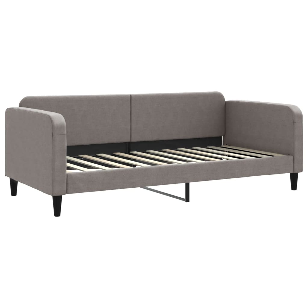 vidaXL Pat de zi cu extensie și sertare, gri taupe, 90x200 cm, textil