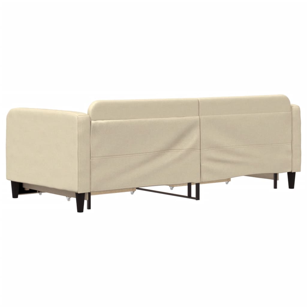 vidaXL Pat de zi cu extensie și sertare, crem, 90x200 cm, textil