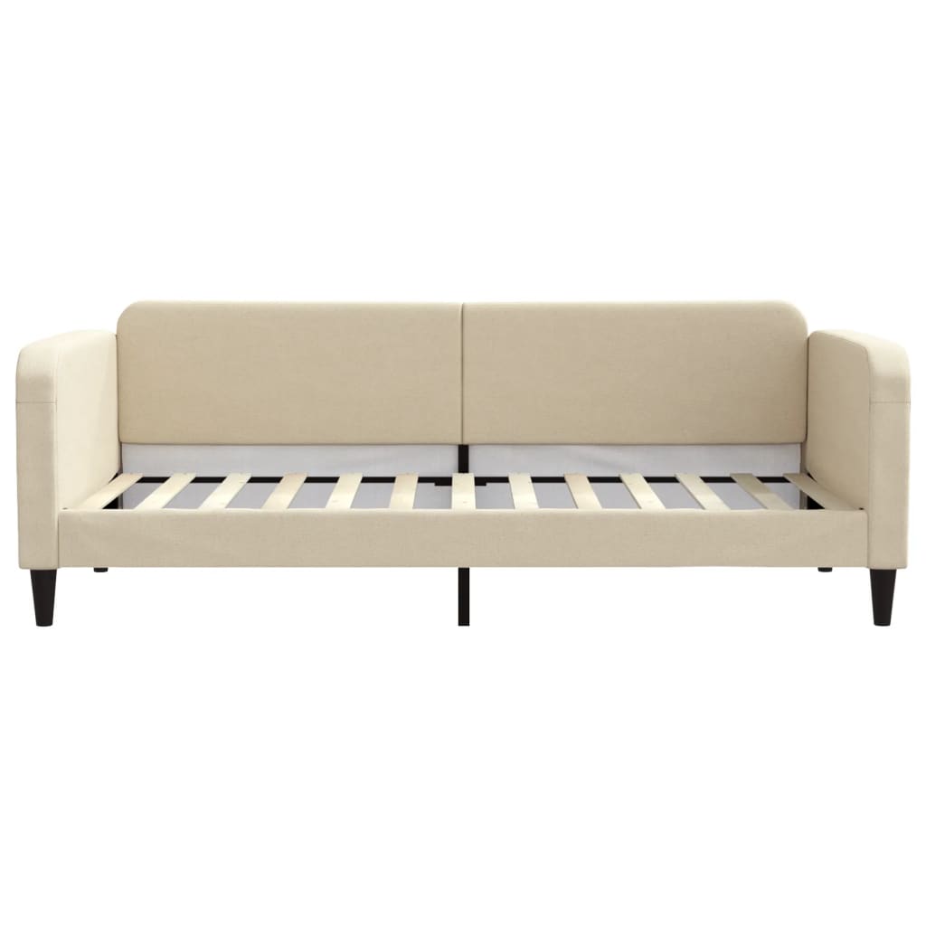 vidaXL Pat de zi cu extensie și sertare, crem, 90x200 cm, textil
