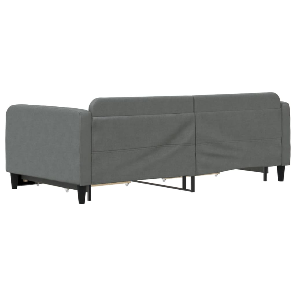 vidaXL Pat de zi cu extensie și sertare, gri închis, 100x200 cm textil