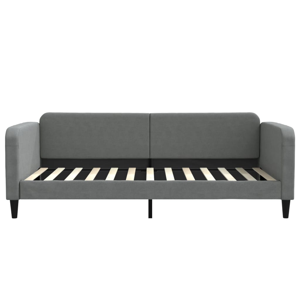 vidaXL Pat de zi cu extensie și sertare, gri închis, 100x200 cm textil