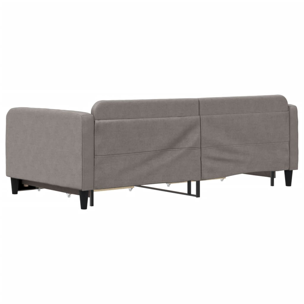 vidaXL Pat de zi cu extensie și sertare, gri taupe, 100x200 cm, textil