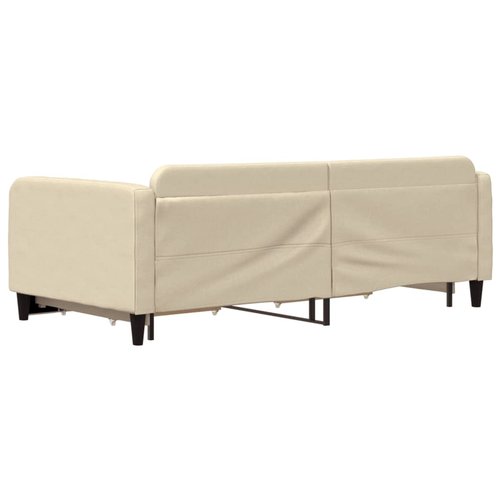 vidaXL Pat de zi cu extensie și sertare, crem, 100x200 cm, textil vidaXL Pat de zi cu extensie și sertare, crem, 100x200 cm, textil