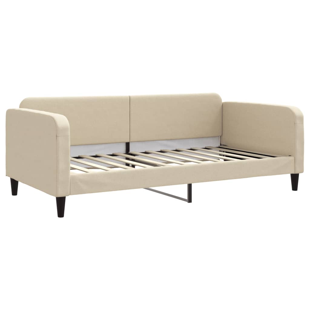 vidaXL Pat de zi cu extensie și sertare, crem, 100x200 cm, textil vidaXL Pat de zi cu extensie și sertare, crem, 100x200 cm, textil