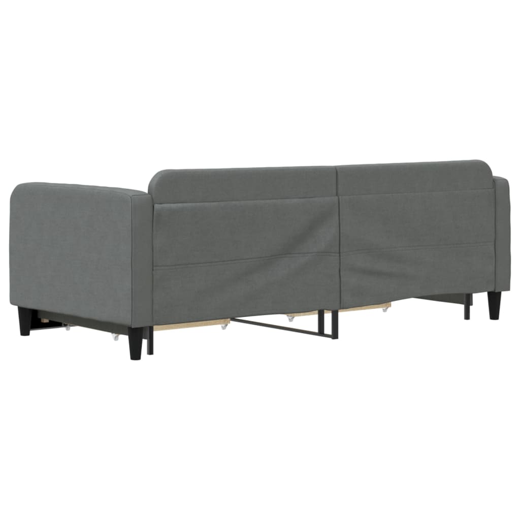 vidaXL Pat de zi cu extensie și sertare, gri închis, 90x190cm, textil