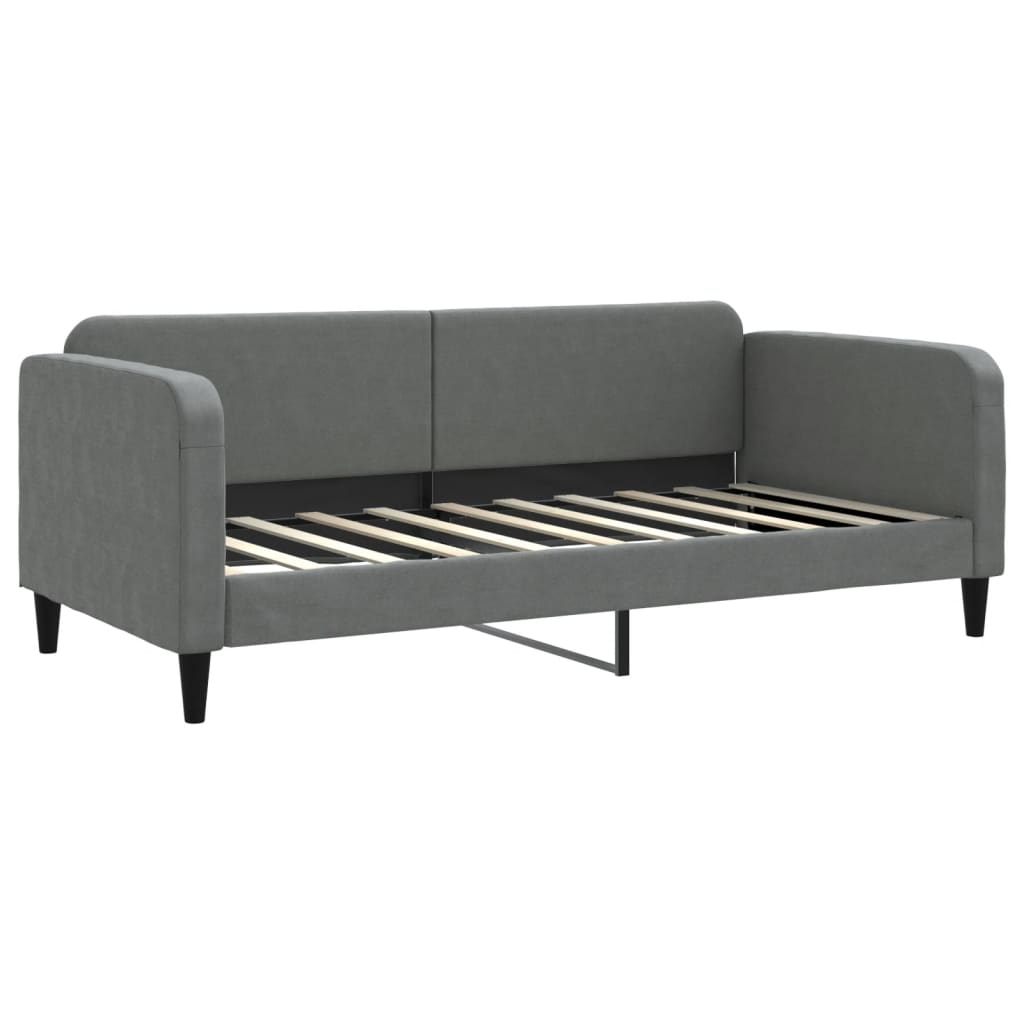 vidaXL Pat de zi cu extensie și sertare, gri închis, 90x190cm, textil
