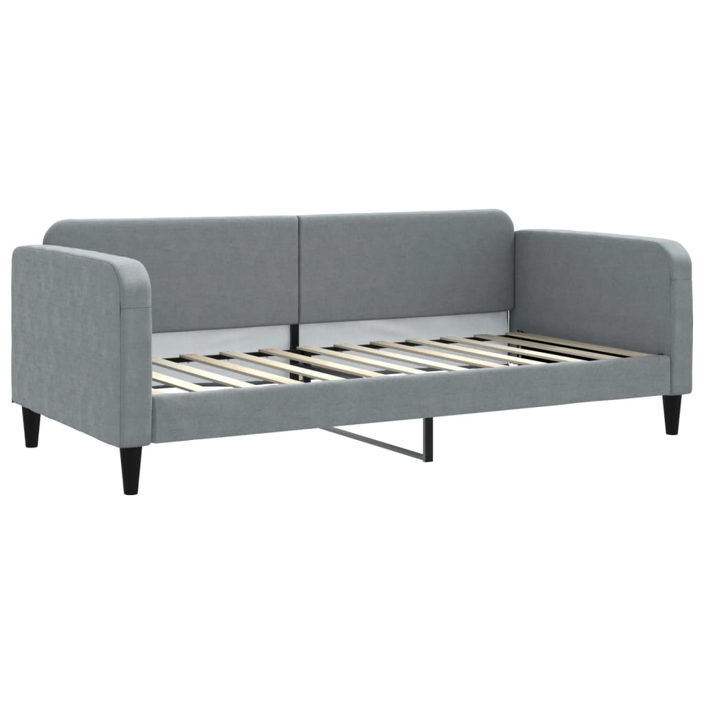 vidaXL Pat de zi cu extensie și sertare, gri deschis, 90x200 cm textil