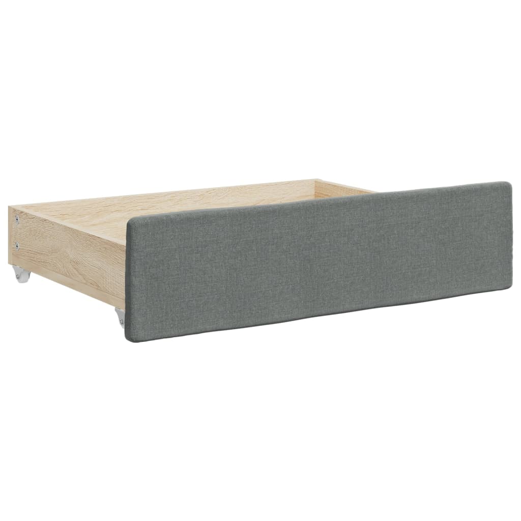 vidaXL Pat de zi cu extensie și sertare, gri închis, 90x200 cm textil