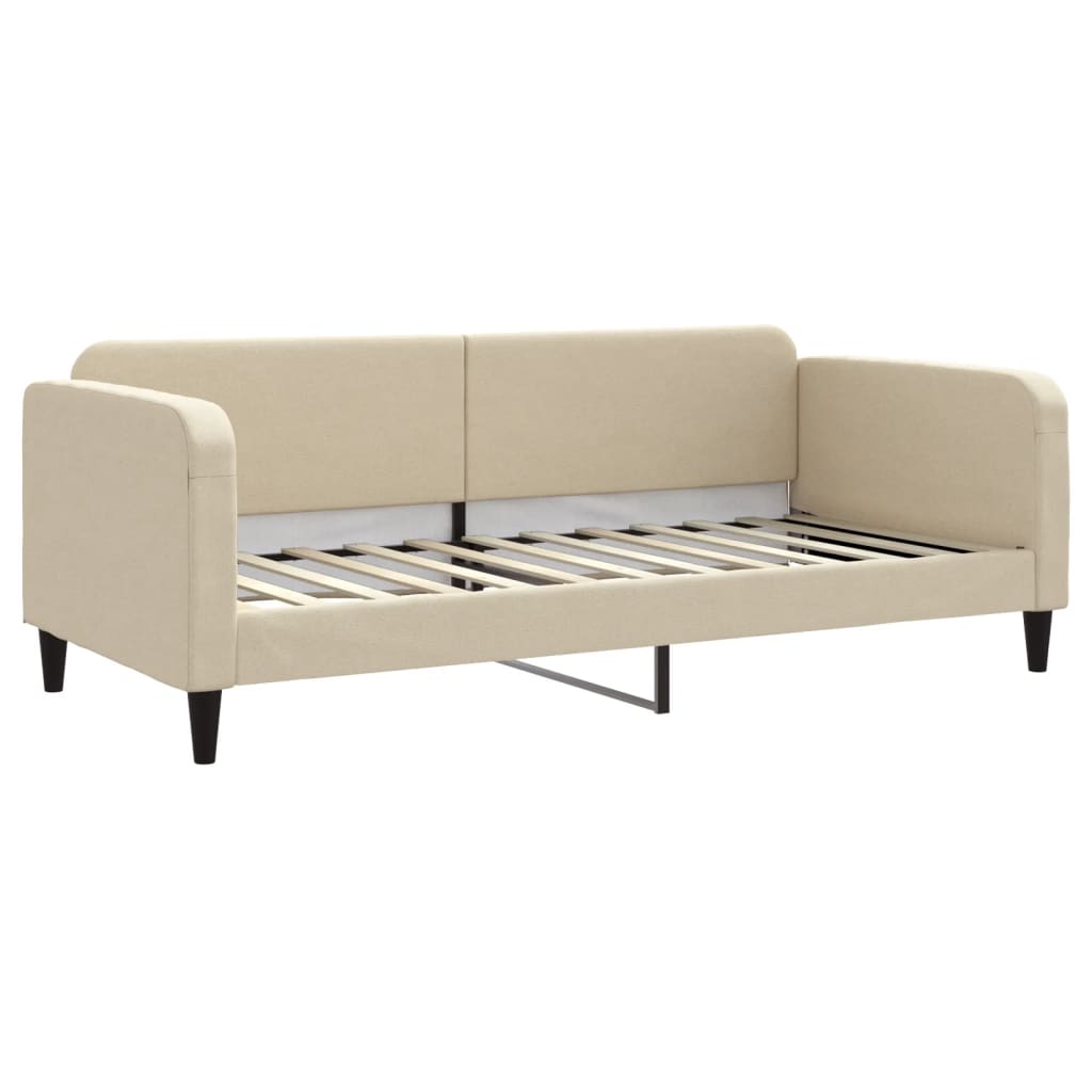 vidaXL Pat de zi cu extensie și sertare, crem, 90x200 cm, textil vidaXL Pat de zi cu extensie și sertare, crem, 90x200 cm, textil