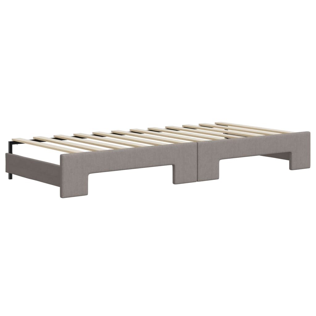 vidaXL Pat de zi cu extensie și sertare, gri taupe, 100x200 cm, textil