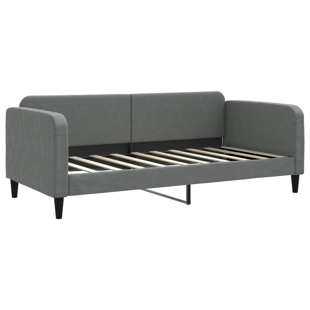 vidaXL Pat de zi cu extensie și sertare, gri închis, 90x190cm, textil
